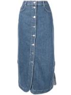 Ganni Straight Fit Denim Skirt - Blue