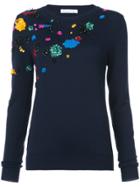 Oscar De La Renta Abstract Sequined Jumper - Blue