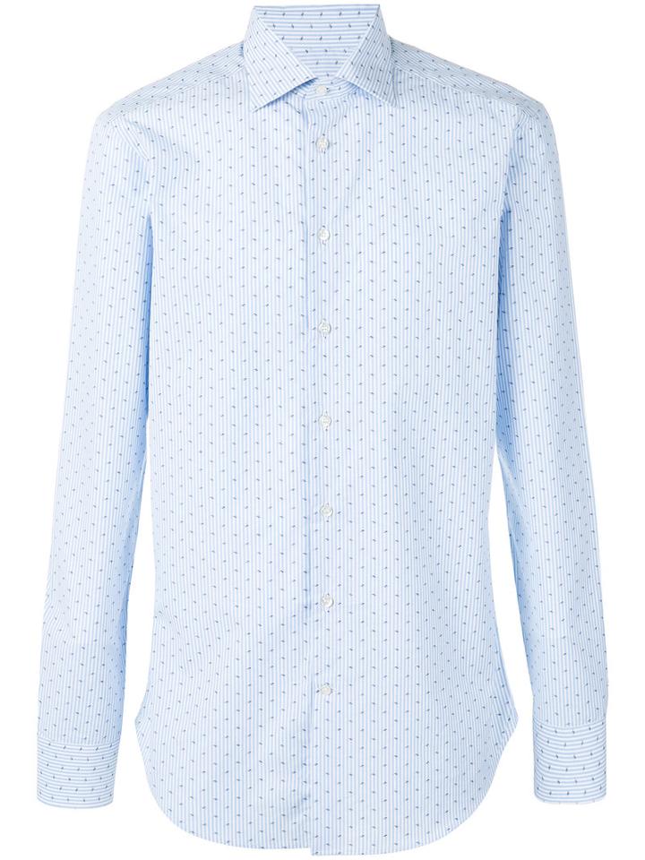 Etro - Stripe Dash Long Sleeve Shirt - Men - Cotton - 39, Blue, Cotton