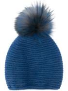 Liska Pom Pom Knit Beanie - Blue