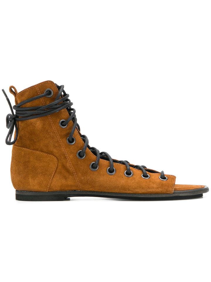 Ann Demeulemeester Lace Up Sandals - Brown