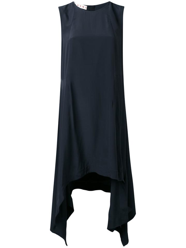 Marni - Asymmetric Dress - Women - Silk - 44, Blue, Silk