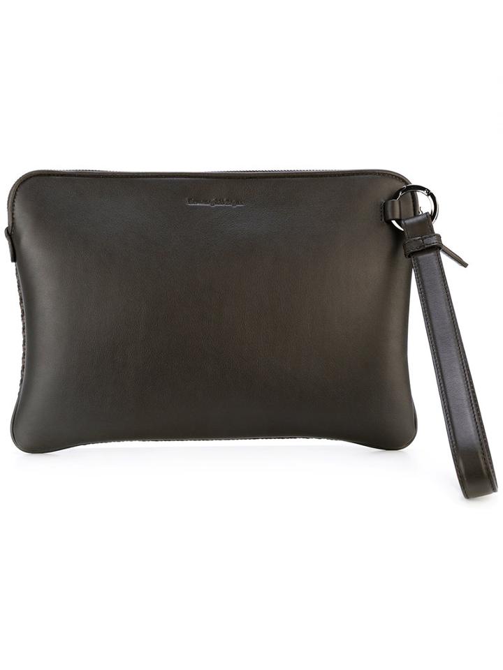 Ermenegildo Zegna - Woven Zip Pouch - Men - Leather - One Size, Brown, Leather