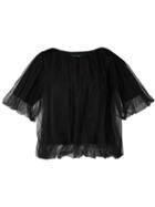 Dresscamp Boxy Sheer Layer Top, Women's, Size: 38, Black, Cotton/nylon/polyurethane