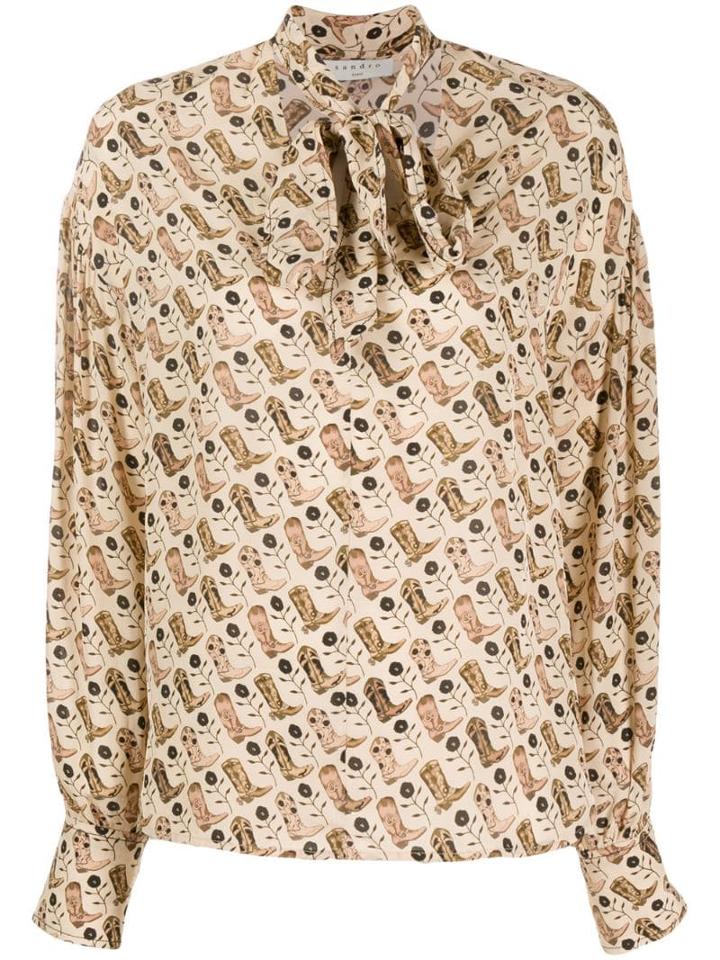 Sandro Paris Cowboy Boot Print Shirt - Neutrals