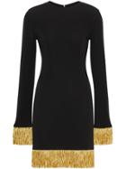 Burberry Metallic Fringe Detail Stretch Jersey Dress - Black
