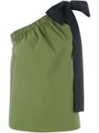 Msgm One Shoulder Top, Women's, Size: 44, Green, Cotton/spandex/elastane/polyurethane