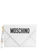Moschino Logo Print Clutch Bag - White