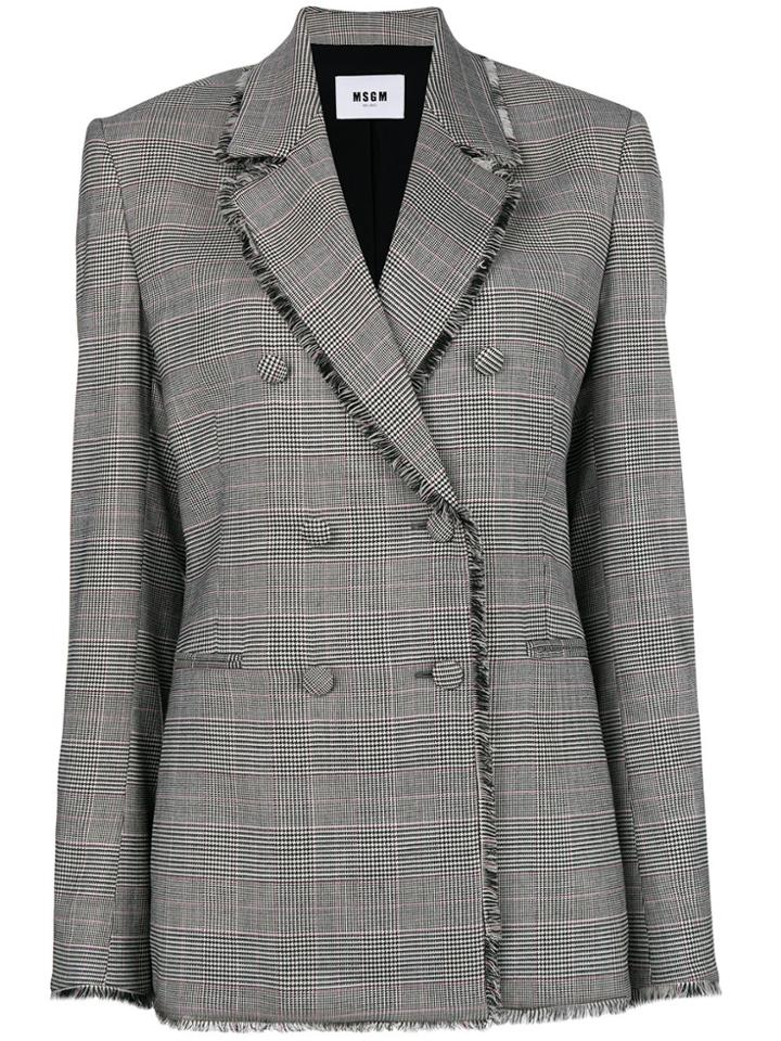 Msgm Raw Edge Notch Collar Blazer - Black