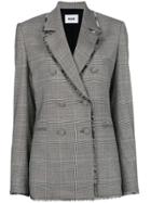 Msgm Raw Edge Notch Collar Blazer - Black
