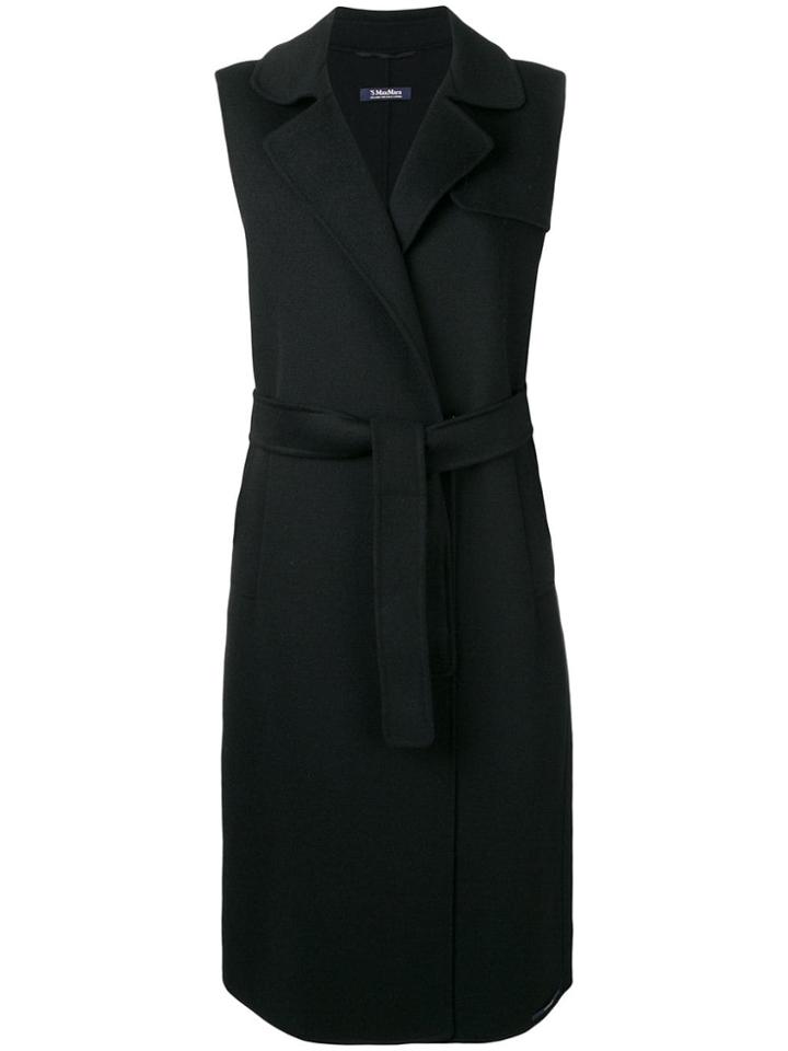 's Max Mara Sleeveless Belted Coat - Black