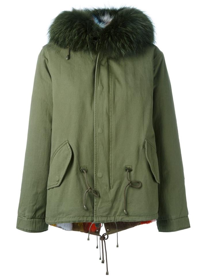 Forte Couture 'slay' Coat, Women's, Size: 44, Green, Cotton/polyester/racoon Fur