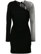 Balmain Sheer Sleeve Mini Dress - Black