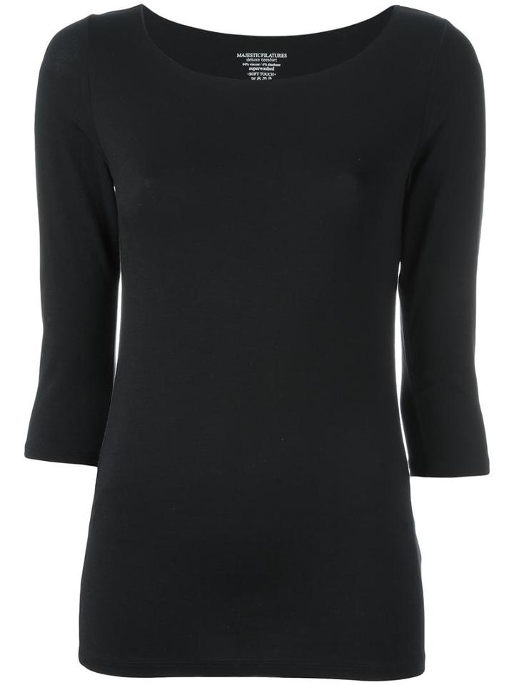 Majestic Filatures Three-quarters Sleeve T-shirt, Women's, Size: Iv, Black, Viscose/spandex/elastane