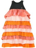 Marine Serre Tiered Pleated Mini Dress - Yellow & Orange