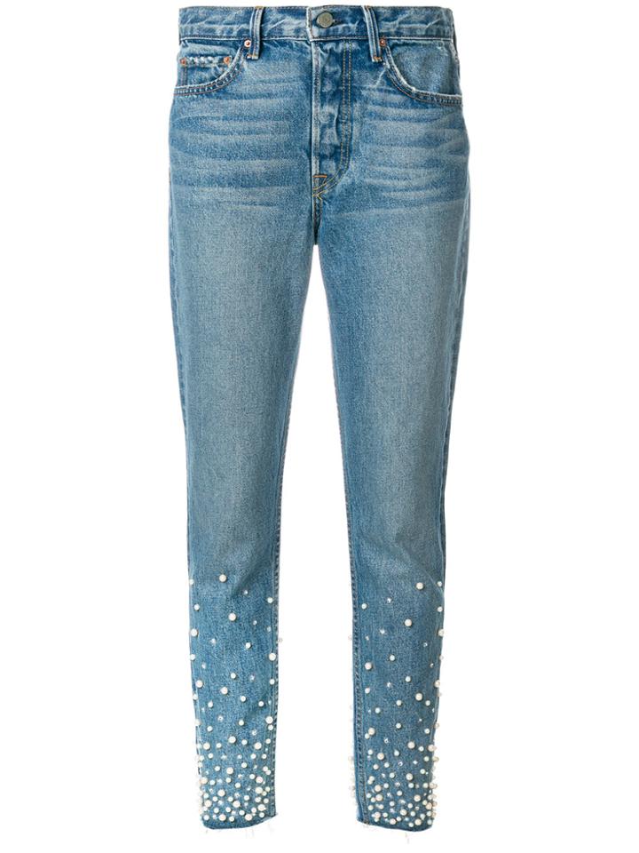 Grlfrnd Pearl Embellished Jeans - Blue