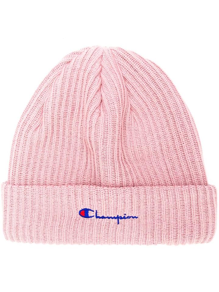 Champion Embroidered Logo Beanie - Pink & Purple