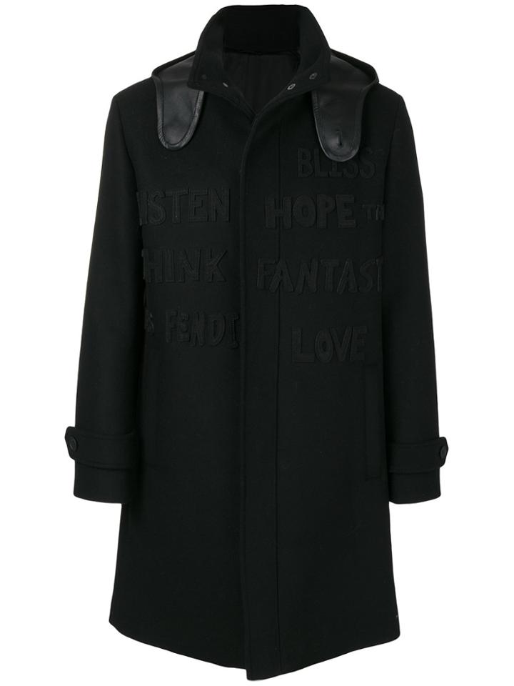 Fendi Lettered Coat - Black