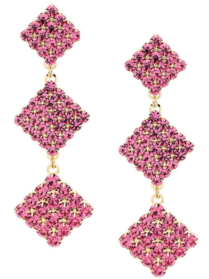 Alessandra Rich Faba Drop Earrings - Pink & Purple