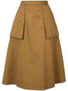 Maison Margiela Pleated Skirt, Women's, Size: 40, Brown, Cotton/linen/flax
