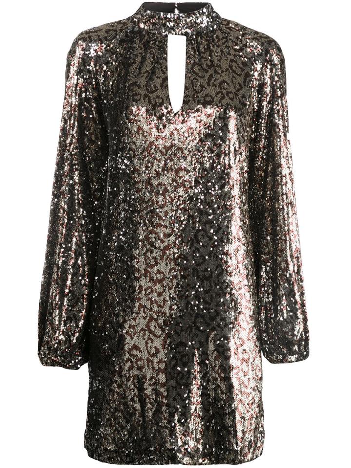 Milly Sequinned Leopard Print Dress - Brown