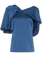 Peter Pilotto Ppill Blue Slk Top Asym Shlrd