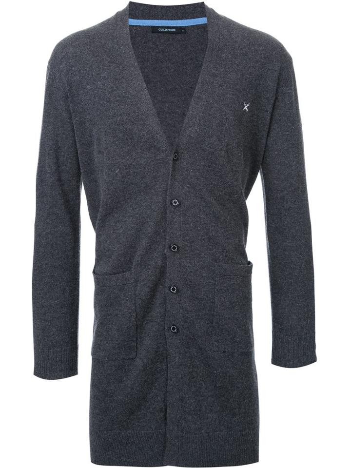 Guild Prime Long Melange Cardigan, Men's, Size: 2, Grey, Cotton/linen/flax