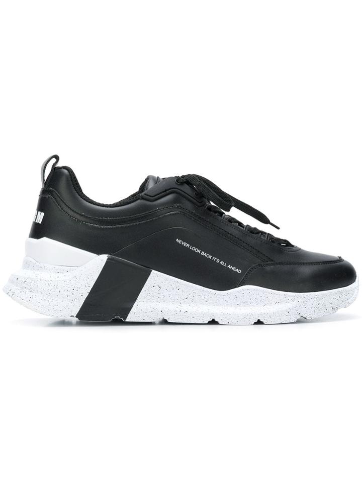 Msgm Never Look Back At It Sneakers - Black