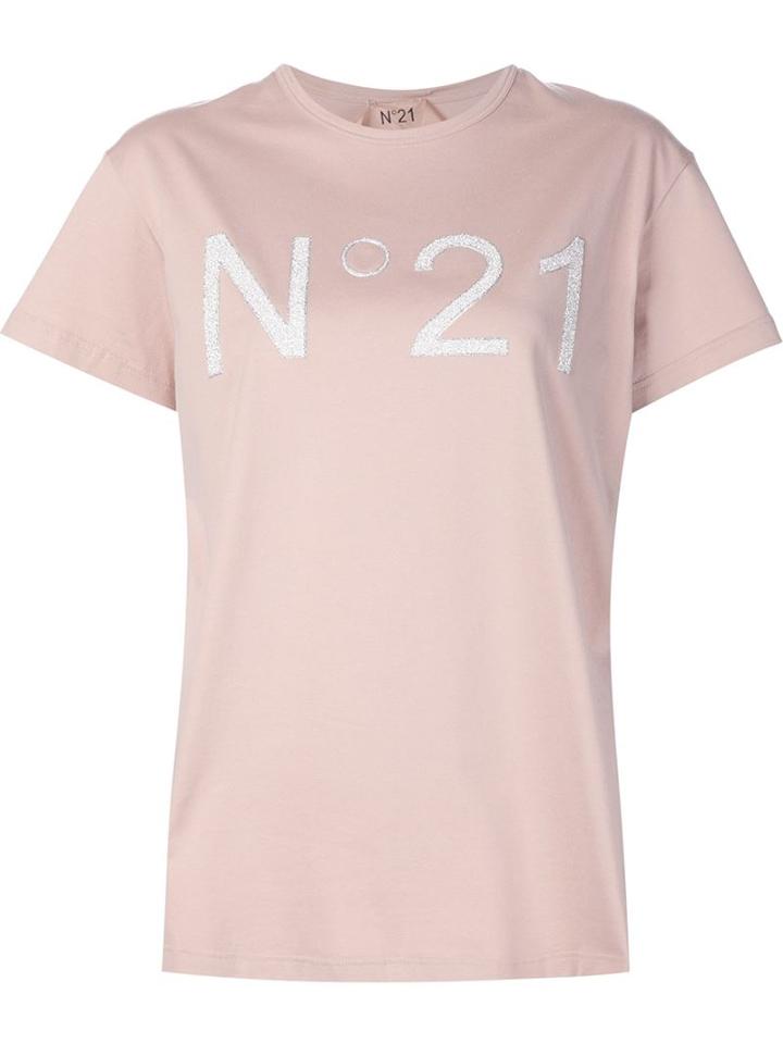 No21 Glitter Logo Print T-shirt