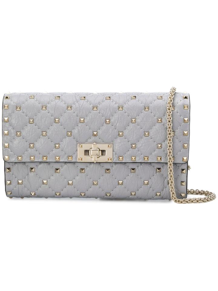 Valentino Leather Rockstuds Clutch - Blue