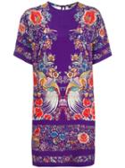 Roberto Cavalli Floral Print Dress, Women's, Size: 48, Pink/purple, Silk