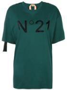 No21 Logo Print T-shirt, Women's, Size: 38, Green, Cotton