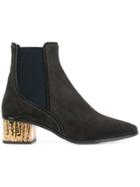 Chloé Contrasting Heel Boots - Black