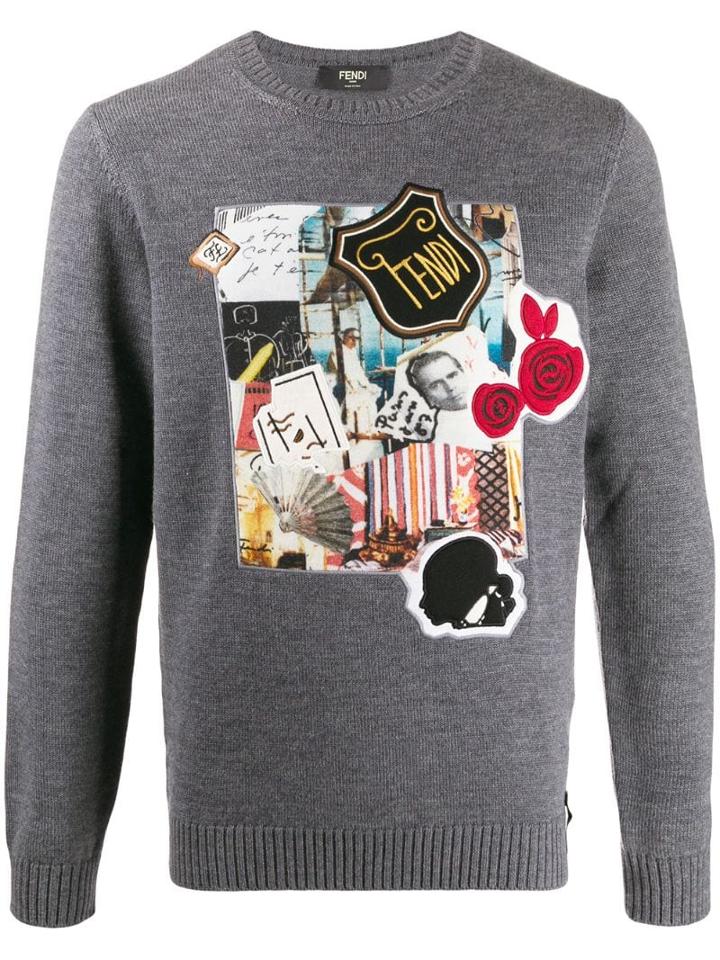 Fendi Collage Patch Jumper - Grey