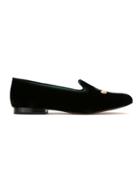 Blue Bird Shoes Embroidered Velvet Bugs Loafers - Black