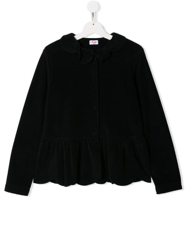 Il Gufo Teen Velvet Pleated Jacket - Blue