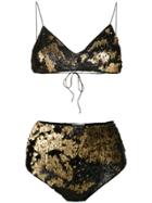 Oseree Two-way Sequin High Waist Bikini - Metallic