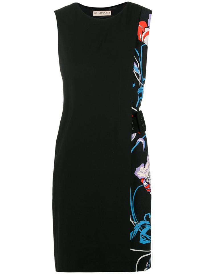 Emilio Pucci Floral Print Belted Dress - Black
