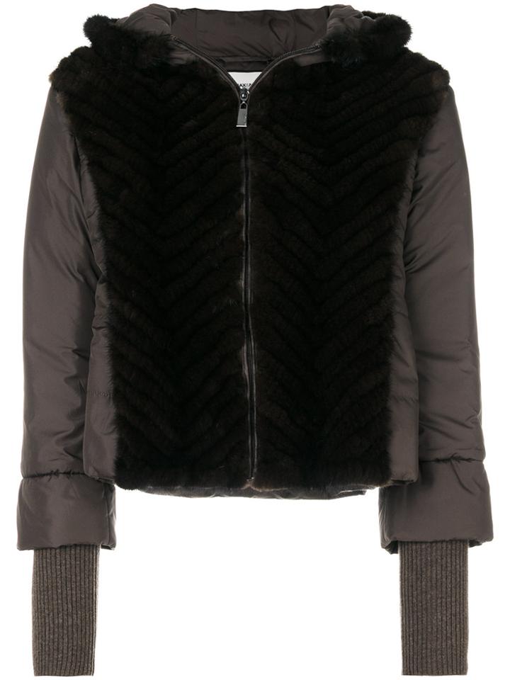Max & Moi Padded Fur Coat - Brown