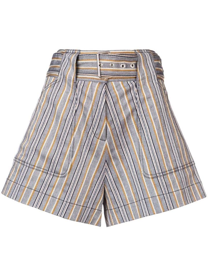Derek Lam 10 Crosby Belted Short With Patch Pockets - Blue