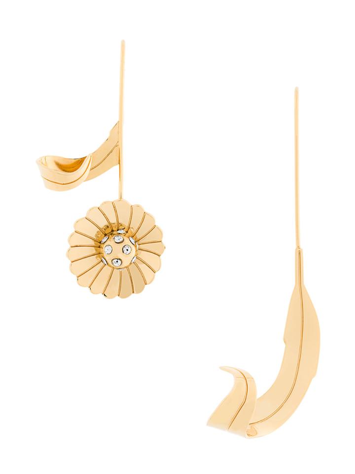 Jw Anderson Daisy And Leaf Earrings - Metallic