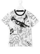 Dolce & Gabbana Kids 'jazz Elements' Print T-shirt, Kids Unisex, Size: 10 Yrs, White, Cotton/viscose/polyester