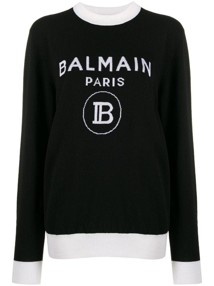 Balmain Logo Knitted Jumper - Black