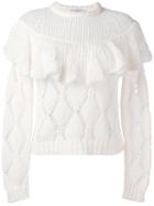 Philosophy Di Lorenzo Serafini Ruffle Front Jumper, Women's, Size: 42, White, Acrylic/polyamide/mohair