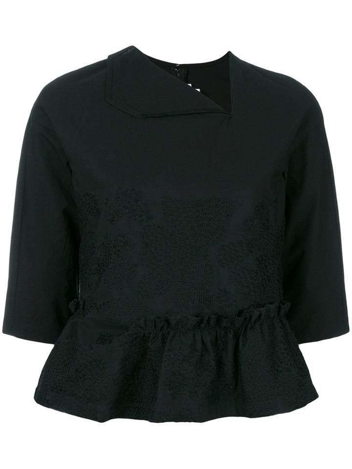 Comme Des Garçons Comme Des Garçons Peplum Hem Floral Embroidered Top