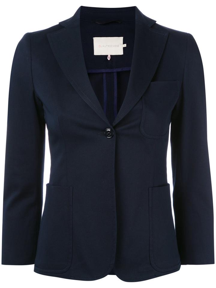 L'autre Chose - Single Breasted Blazer - Women - Cotton/spandex/elastane - 40, Blue, Cotton/spandex/elastane