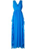Msgm Frill Plunge Gown - Blue
