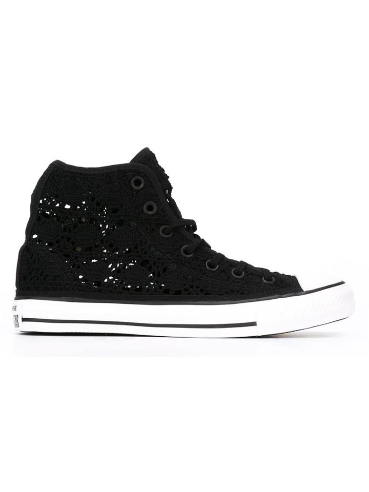 Converse Crochet Sneakers, Women's, Size: 9, Black, Cotton/rubber