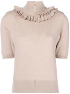 Barrie Short-sleeved Cashmere Sweater - Pink & Purple