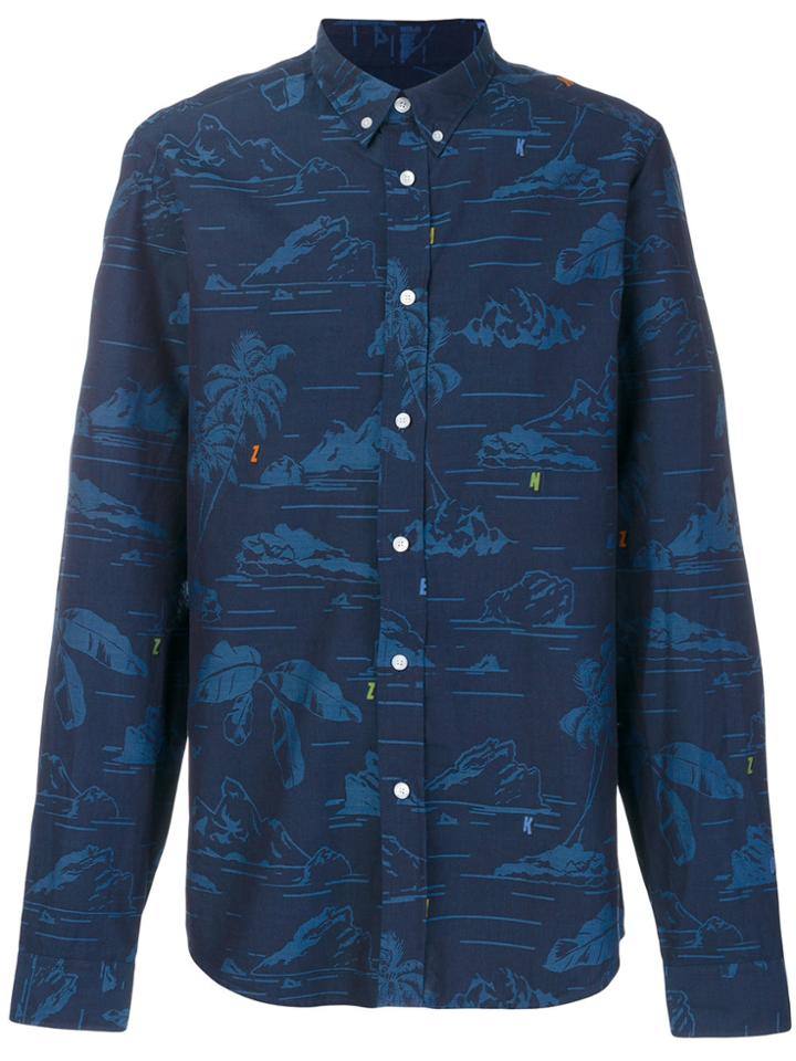 Kenzo Mountain Print Button-down Shirt - Blue